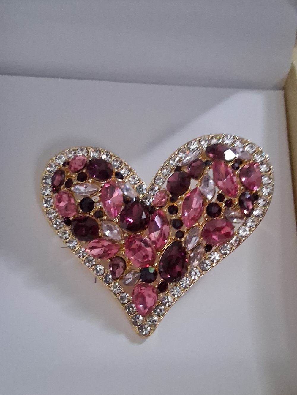Charter Club Gold-Tone Heart Brooch with Pink and Clear Crystals
